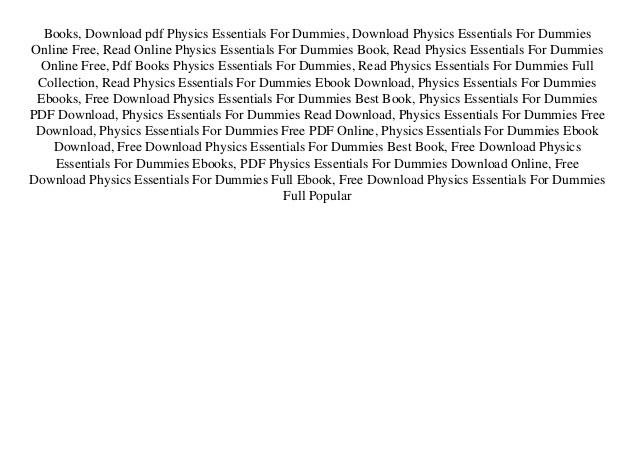 Physics Essentials For Dummies Pdf