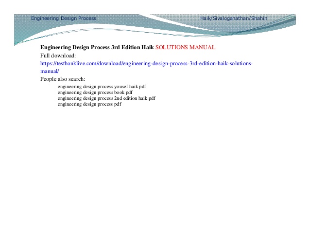Pdf Engineering Design Process 3rd Edition By Yousef Haik